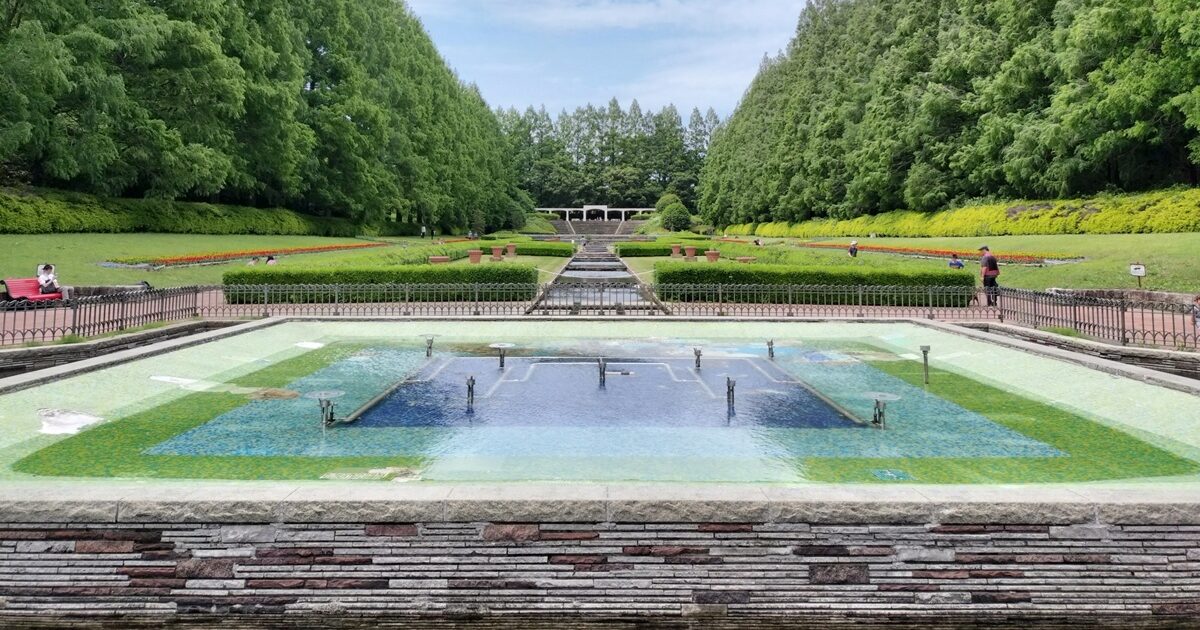 相模原麻溝公園の整備された水景と緑地